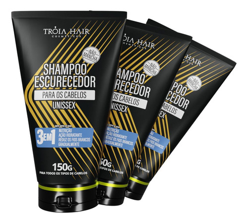 Shampoo Escurecedor Troia Hair For Men 150ml (3 Unidades)