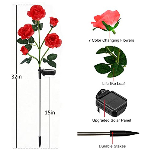 Paquete De 2 Luces Solares Para Flores, Decorativas Para Ext