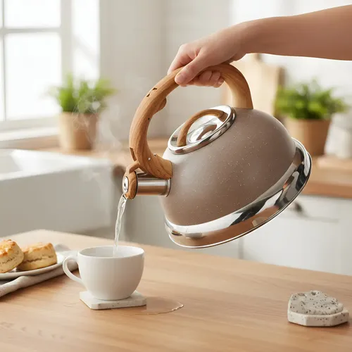 Chaleira Inox 2,7l C/apito ​Chaleira C/indução Brinox Areia Areia