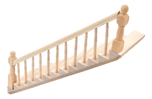 Escalera Para Casa De Muñecas De Abedul Brillante Con Esquin