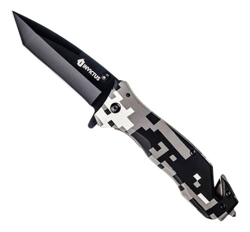 Canivete Invictus Tático Phanton Liso Camuflado Pesca Caça Cor Preto