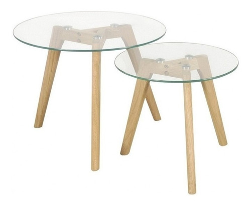 Mesa Ratona De Vidrio Moderna Nordica Madera Duo Spider Ct