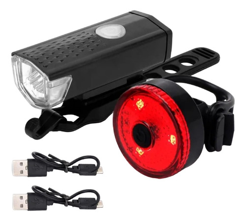 Luz Led Bicicleta Del. + Tras. Recarga Usb. Evato Sport.