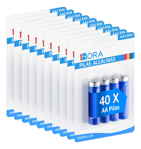 Pilas Aa Alcalinas Bateria 40 Unidades Larga Duración 1.5v