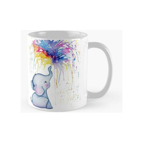 Taza Bebé Elefante Arco Iris Pintura A La Acuarela Calidad P