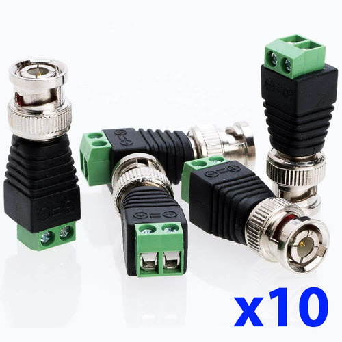 Pack X10 Conectores Bnc Macho Bornera Utp Camaras Seguridad