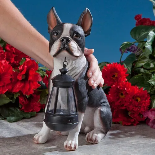 Bits And Pieces - Estatua De Linterna Solar Boston Terrier -