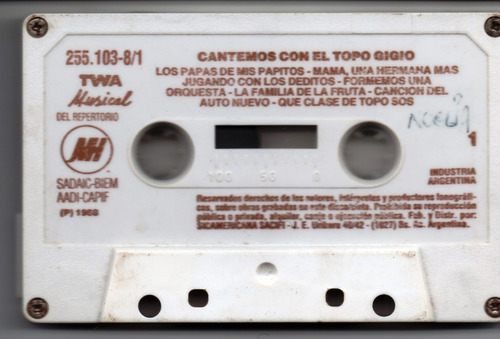 Topo Gigio-cantemos Con El Topo Gigio Cassette Sin Lamina 