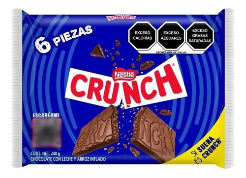 Nestlé Crunch Chocolate con Leche y Arroz Inflado 6pz 240gr