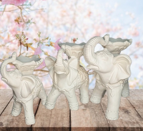 Juego De Elefantes En Ceramica De 15cm-20cm-25cm