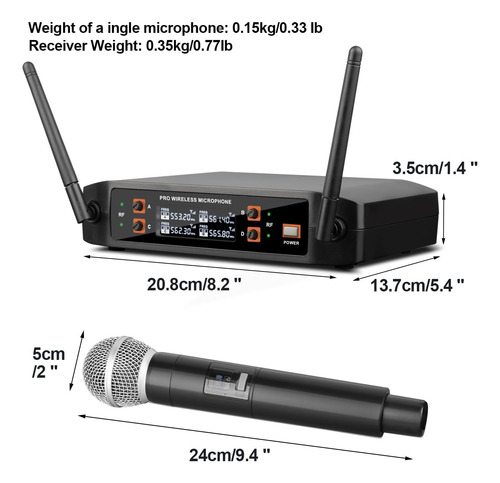 Micrófono Inalámbrico De Dpusheng Dx4, Sistema De Mano De Ka