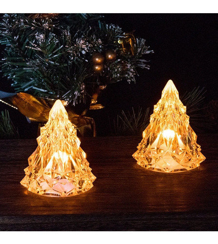 Imagen 2 de 10 de Vela Led Árbol Navideño Acrílico Luminoso Navidad Decoración