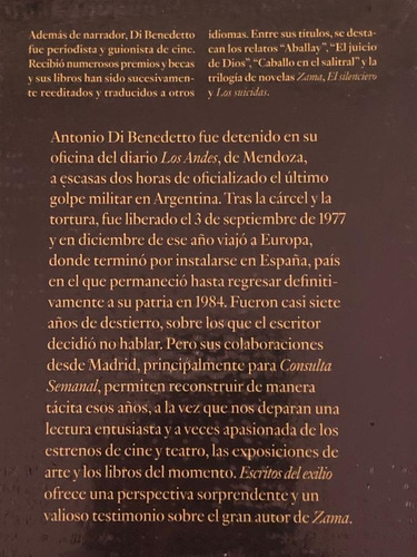 Escritos Del Exilio - Antonio Di Benedetto