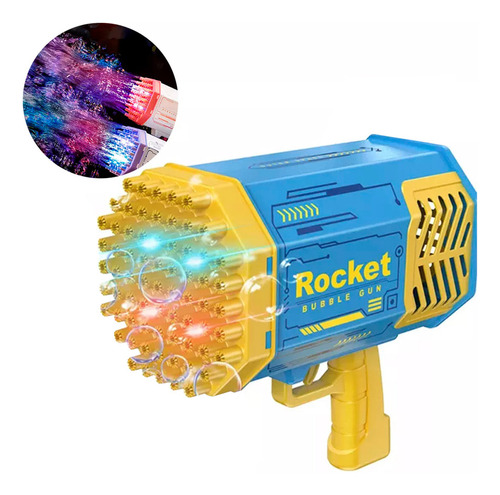 Burbujero Pistola Bazooka Automatico Recargable Usb Luz Color Azul