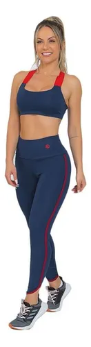 Conjunto Manalinda Fitness Top E Legging Azul Escuro