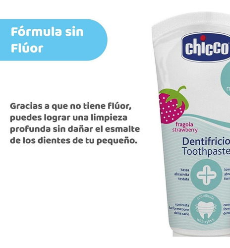 Imagen 3 de 5 de Chicco Pasta Dental 12m+ Sin Flúor, Sabor Fresa