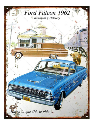 Cartel Chapa Publicidad Antigua Ford Falcon 1962 L281