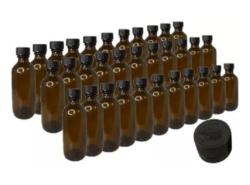 10 Botellas Vidrio Ambar 30ml Con Tapa De Seguridad