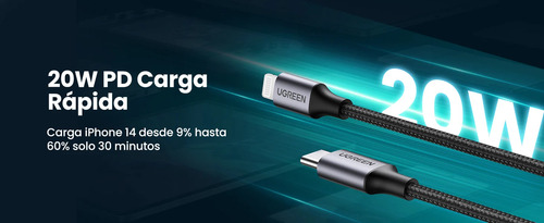 Cargador Universal 65w Ugreen + Cable Usb-c-lightning 60759