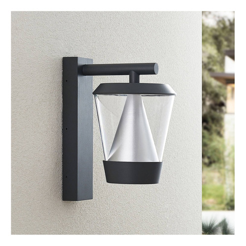 Apliqué Led Farol Cónico Negro 16w Luz Cálida