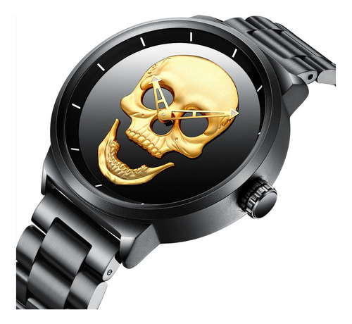 Reloj Mecánico De Cuarzo Para Hombre Con Esfera De Calavera