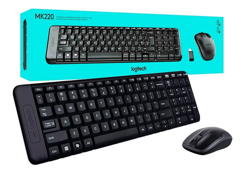 Teclado E Mouse Logitech Mk220 Compacto Wireless Usb Sem Fio
