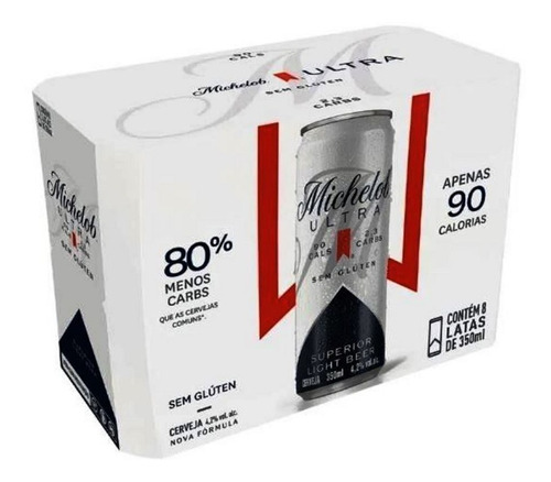 Cerveja Michelob Ultra Zero Gluten Lata 350ml Pack 8 Latas