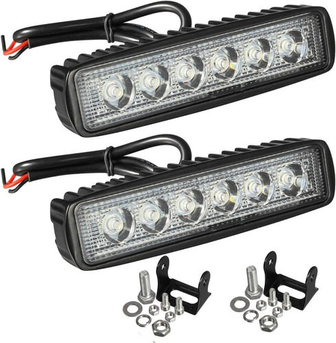 Pack 2 Focos Barra Led Auto Camioneta Neblineros 4x4 18w