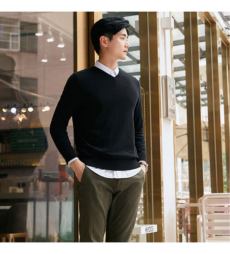 Suéter Hombre De Punto Moda Casual Cuello En V 100% Algodón
