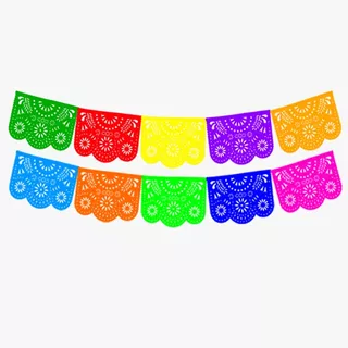 Decoración Papel Picado: Plástico Picado Destello Floral