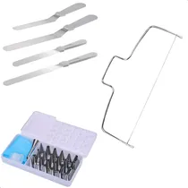 Comprar Kit Confeitar 4 Espátulas Nivelador Jogo Bicos E Sacos 24pçs