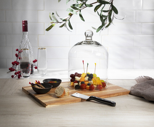 Libbey Bandeja Acacia Para Servir De Vidrio Y Madera 5 Pz