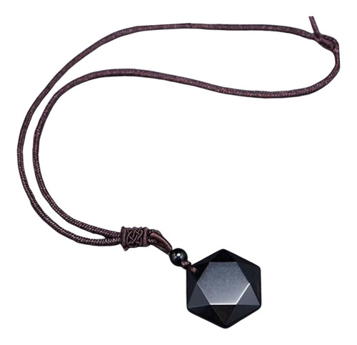 Collar Piedra Obsidiana Hexagonal Gema Joyería Yoga Cuarzo