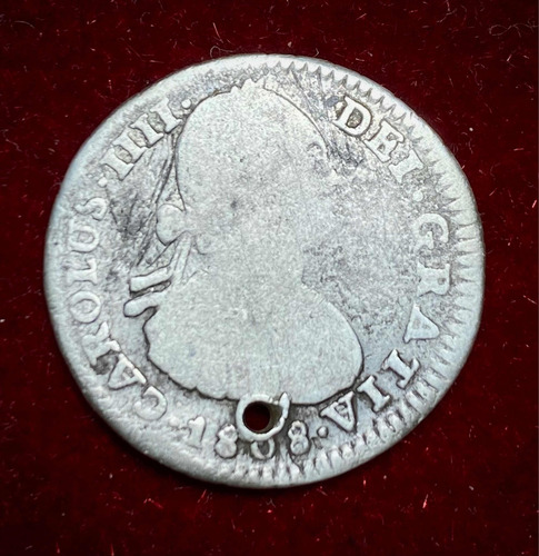 Moneda 1 Real Bolivia Potosi 1808 Carolus 4 Plata 0.896 Rara (Usado)