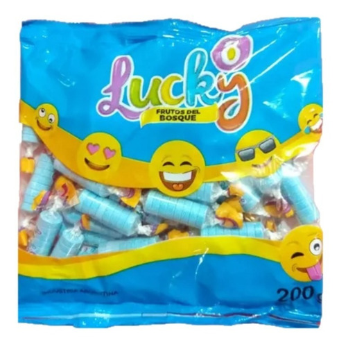 Pastillas Lucky Celeste - Sabor Frutos Del Bosque