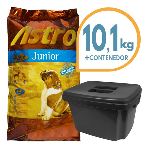 Comida Perro Cachorro Astro Junior 10,1 Kg + Contenedor
