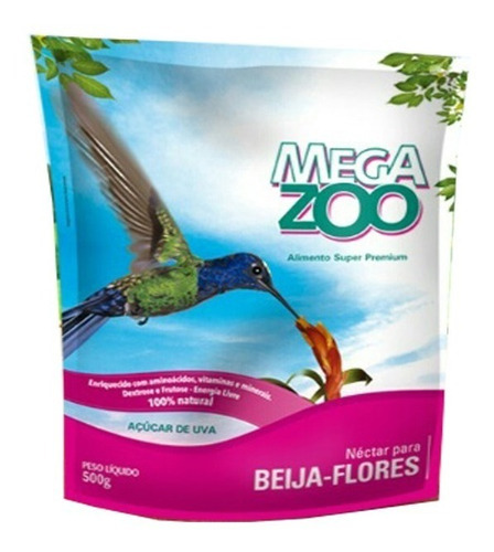 Néctar Mega Zoo Alimento Super Premium Para Beija-flor 500g