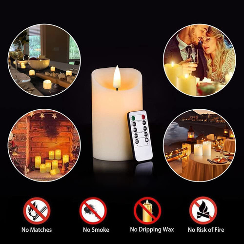 Para Veladoras Electricas Recargables, Juego De 3 Veladora