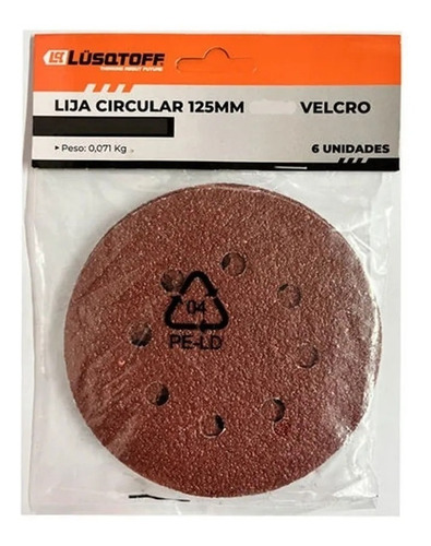 Imagen 3 de 6 de Pack Lijas Con Velcro 125mm Grano 180 6 Unidades Lusqtoff