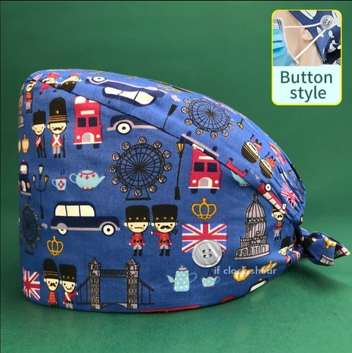 Cofia Clínica Gorro Quirúrgico Con Boton Diseño Londres G133