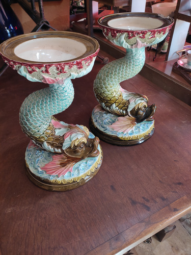 Dos Hermosas Piezas En Porcelana Eichwald Pottery Pescado 