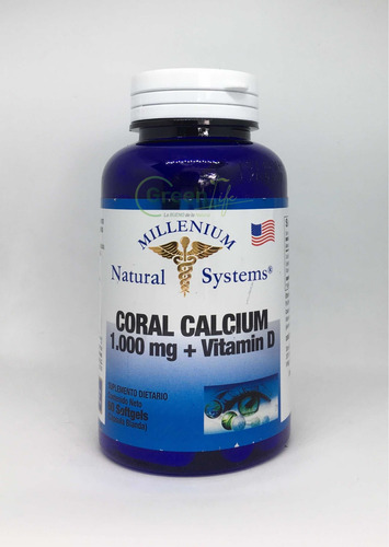 Calcio De Coral Orgánico 1000mg + Vitamina D X60 Cápsulas