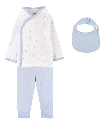 Set De Bata, Pantalón Y Babero De Algodón Para Bebé Niño