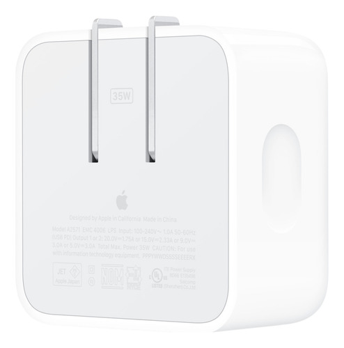 Cargador De Pared Con Puerto Doble Mac Usb-c De 35w Original
