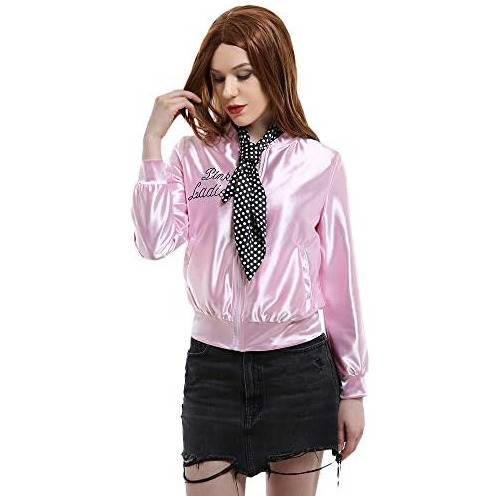 Chaqueta Rosa De Años 1950 Bufanda Mujeres De Haikyuu