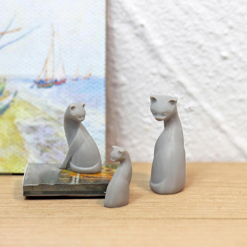 3 Figura Coleccionable En Miniatura De Un Gato Bonito A Gris