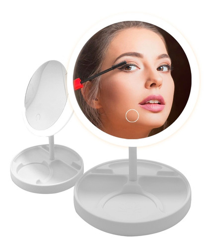 Espejo Luz Led Táctil Armable Maquillaje Usb Porta Accesorio