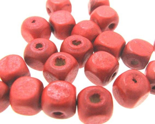 Cubo Madeira Vermelho - 6 Mm - 100 Gr(+/- 720 Peças) Ma-138