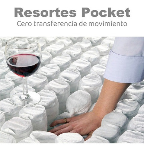 Imagen 4 de 8 de Colchón King Size Voltti Essential Hibrido, Con Resortes Pocket Y Memory Foam, No Transfiere Movimiento