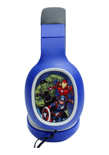 Audifono Con Cable Y Microfono Tematico Disney Marvel Azul